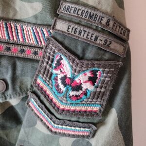 Abercrombie & Fitch Camo Military Jacket Womens Patch Utility Casual Green S
